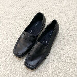 vintage black leather loafers